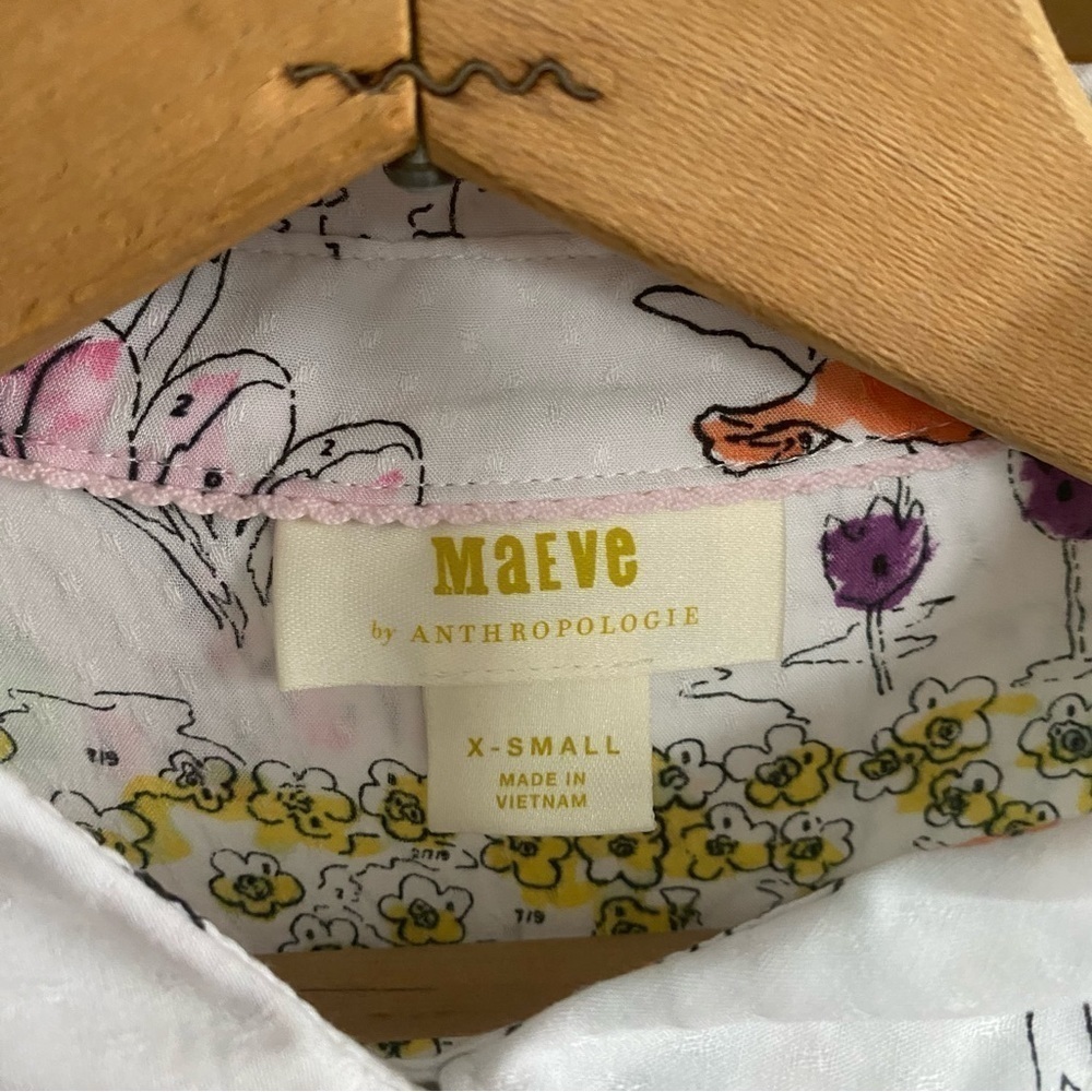 Anthropologie Maeve Color By Numbers Watercolor Rosa Blouse XS - Picture 13 of 16